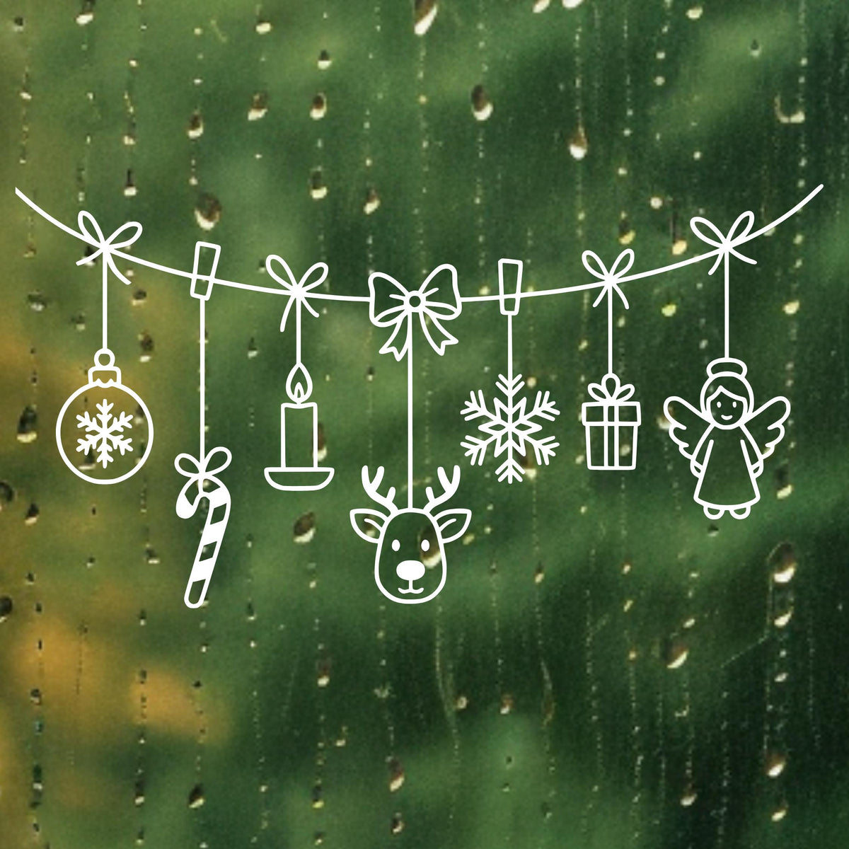Fensterbild Weihnachtsgirlande, Weihnachtliche Fensterdekoration, Advent Dekoration , Girlande, Schaufenster , XXL Deko, 2 Farben 2 Größen