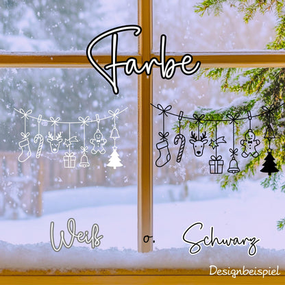 Fensterbild Weihnachtsgirlande, Weihnachtliche Fensterdekoration, Advent Dekoration , Girlande, Schaufenster , XXL Deko, 2 Farben 2 Größen