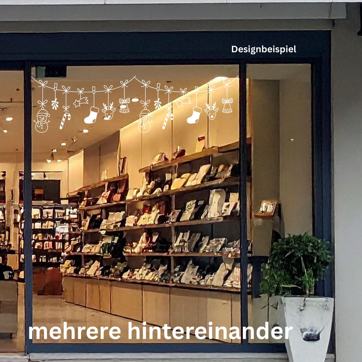 Fensterbild Weihnachtsgirlande, Weihnachtliche Fensterdekoration, Advent Dekoration , Girlande, Schaufenster , XXL Deko, 2 Farben 2 Größen