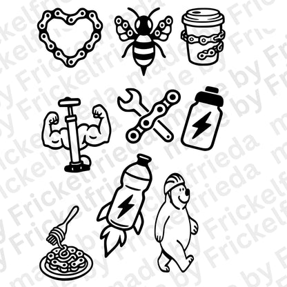 Bike Sticker Fahrrad Aufkleber Radler Vinyl Set für Mountainbike Rennrad Kinderfahrrad Laufrad Roller E-Bike lustige Idee Radfahrer Geschenk
