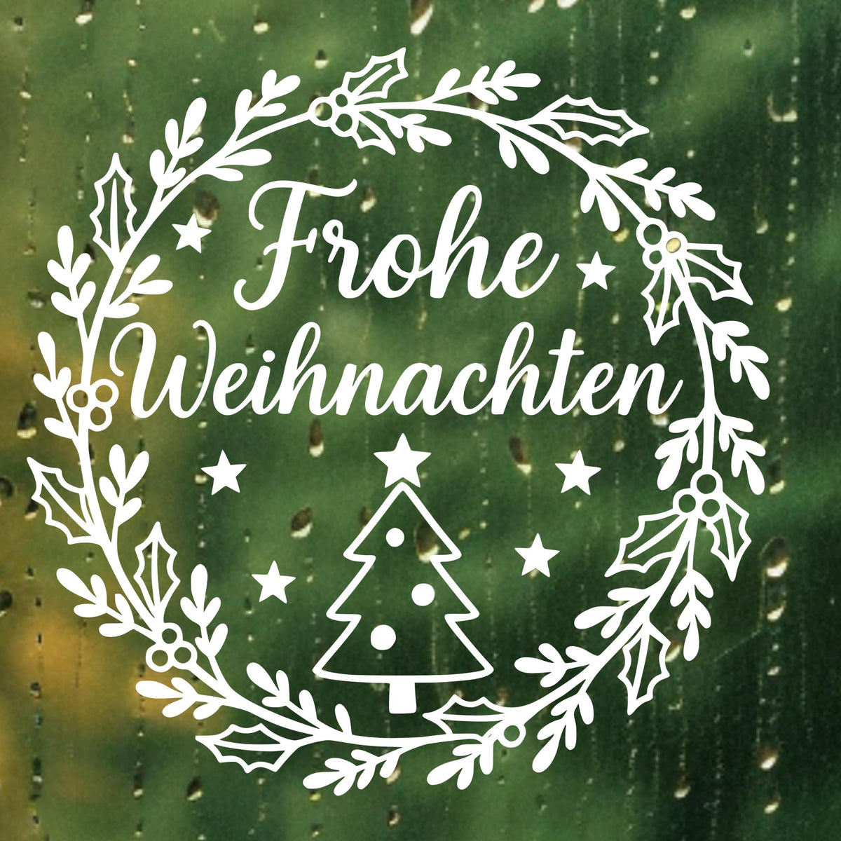 Weihnachtsfensterbild Frohe Weihnachten Mistelkranz Tanne Aufkleber | Weihnachtsdeko ,Deko Winter, Advent Weihnachtskranz ,Fensteraufkleber