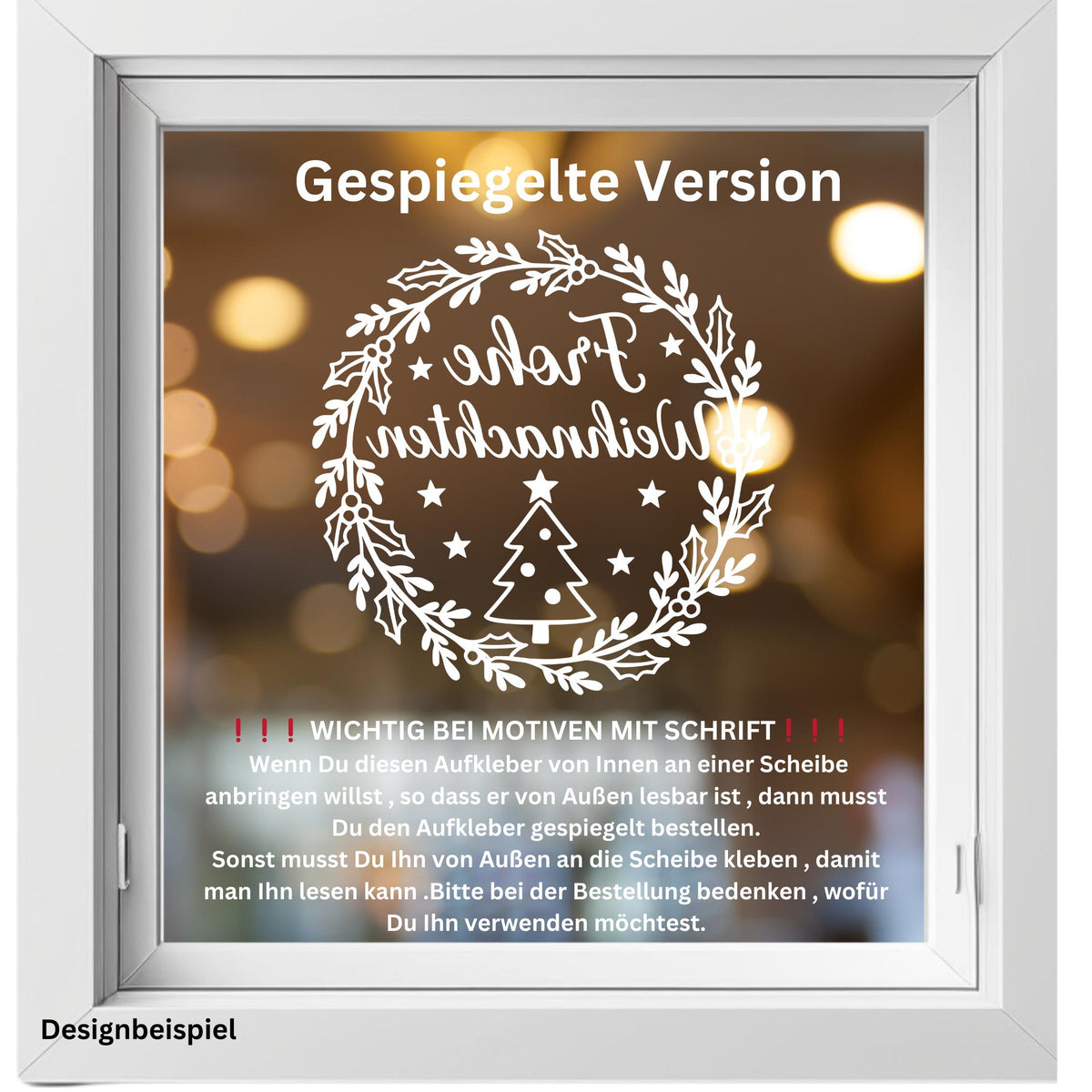 Weihnachtsfensterbild Frohe Weihnachten Mistelkranz Tanne Aufkleber | Weihnachtsdeko ,Deko Winter, Advent Weihnachtskranz ,Fensteraufkleber
