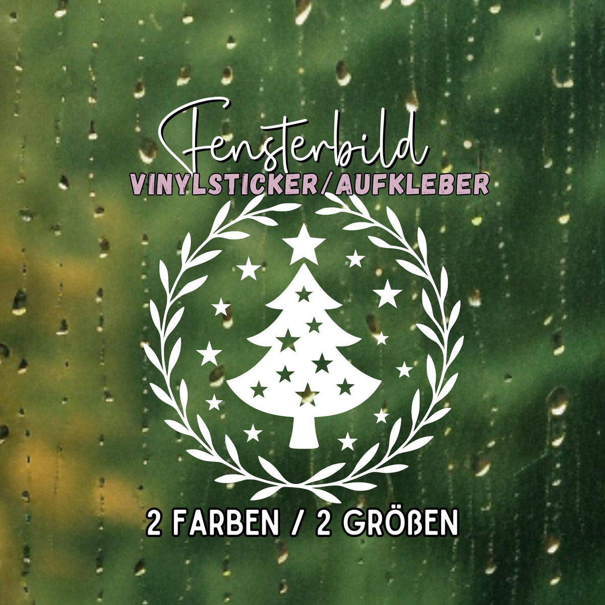 Fensteraufkleber Skandi Weihnachten , Tannenbaum Weihnachtskranz ,Fensterbild ,Aufkleber, Weihnachtsfensterbild Stil Minimalistisch Deko