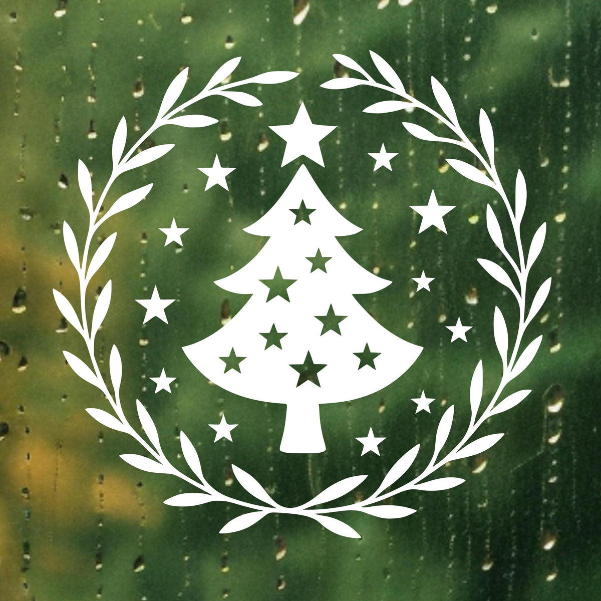 Fensteraufkleber Skandi Weihnachten , Tannenbaum Weihnachtskranz ,Fensterbild ,Aufkleber, Weihnachtsfensterbild Stil Minimalistisch Deko