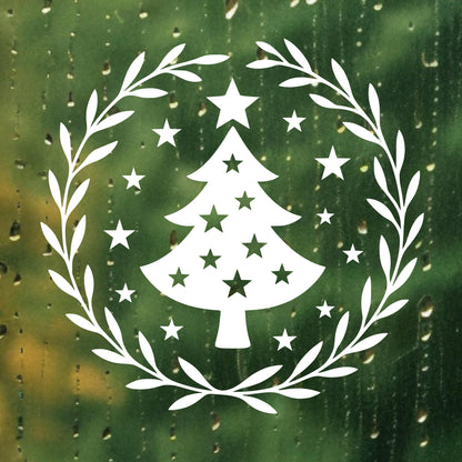 Fensteraufkleber Skandi Weihnachten , Tannenbaum Weihnachtskranz ,Fensterbild ,Aufkleber, Weihnachtsfensterbild Stil Minimalistisch Deko