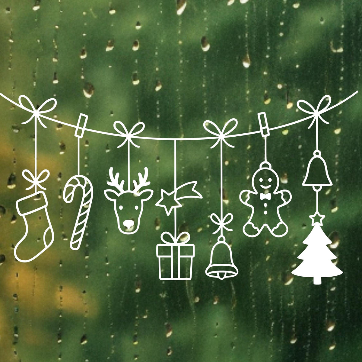 Fensterbild Weihnachtsgirlande, Weihnachtliche Fensterdekoration, Advent Dekoration , Girlande, Schaufenster , XXL Deko, 2 Farben 2 Größen