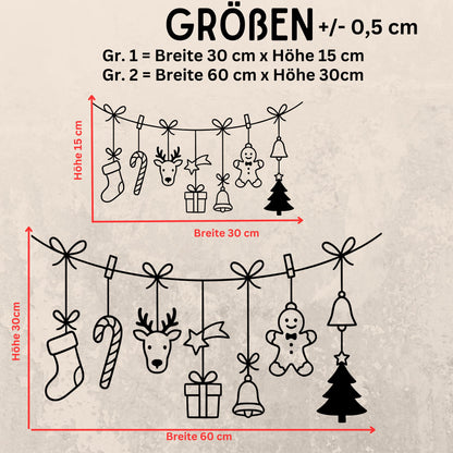 Fensterbild Weihnachtsgirlande, Weihnachtliche Fensterdekoration, Advent Dekoration , Girlande, Schaufenster , XXL Deko, 2 Farben 2 Größen
