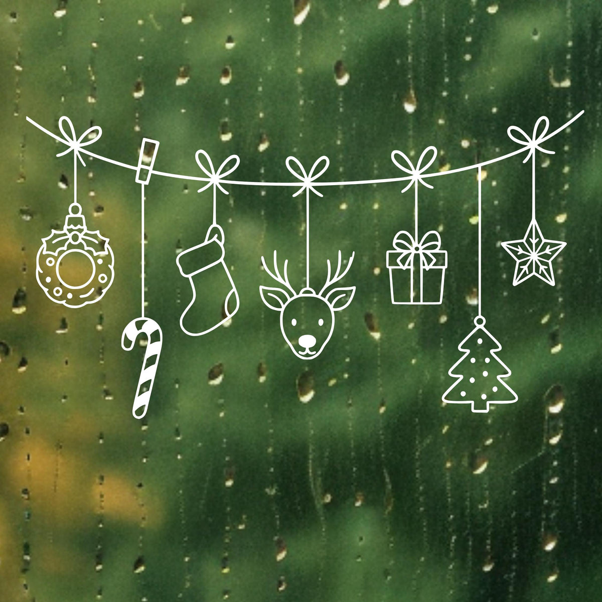 Fensterbild Weihnachtsgirlande, Weihnachtliche Fensterdekoration, Advent Dekoration , Girlande, Schaufenster , XXL Deko, 2 Farben 2 Größen
