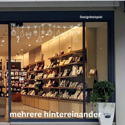 Fensterbild Weihnachtsgirlande, Weihnachtliche Fensterdekoration, Advent Dekoration , Girlande, Schaufenster , XXL Deko, 2 Farben 2 Größen