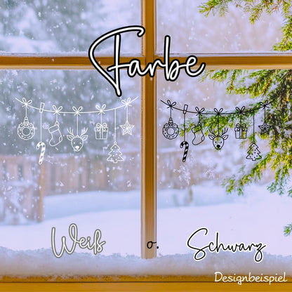 Fensterbild Weihnachtsgirlande, Weihnachtliche Fensterdekoration, Advent Dekoration , Girlande, Schaufenster , XXL Deko, 2 Farben 2 Größen