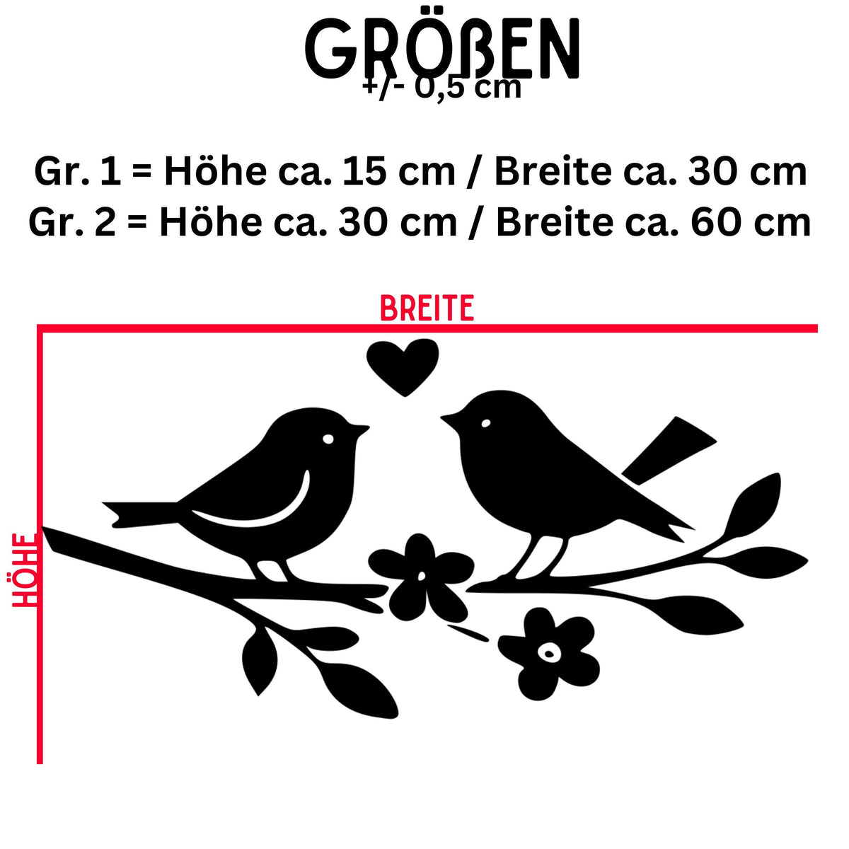 Fensterbild oder Vogelschutz Aufkleber , Frühling, Sommer , Wintergarten, Fensterdekoration, Vögel Zweig, Schaufenster , 2 Farben 2 Größen