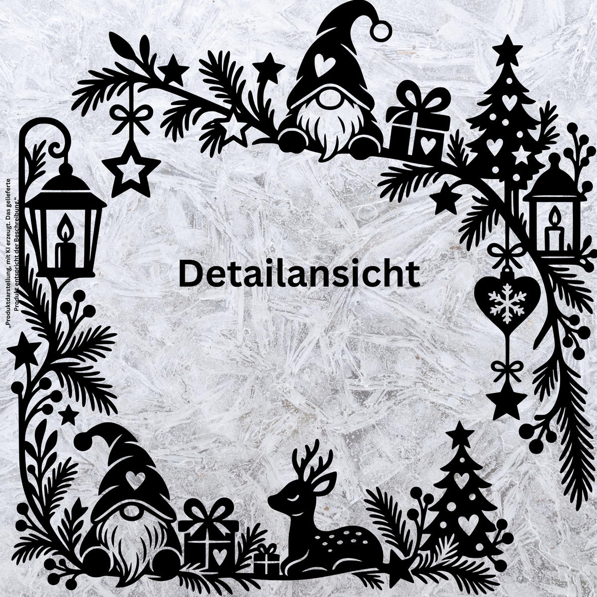 Weihnachtsdeko Fenster Fensteraufkleber als 2er Set – Fensterbilder Ecken Wichtel & Reh, Fensterdeko zu Weihnachten, 30cm, Schwarz oder Weiß