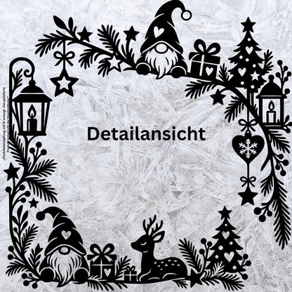 Weihnachtsdeko Fenster Fensteraufkleber als 2er Set – Fensterbilder Ecken Wichtel & Reh, Fensterdeko zu Weihnachten, 30cm, Schwarz oder Weiß