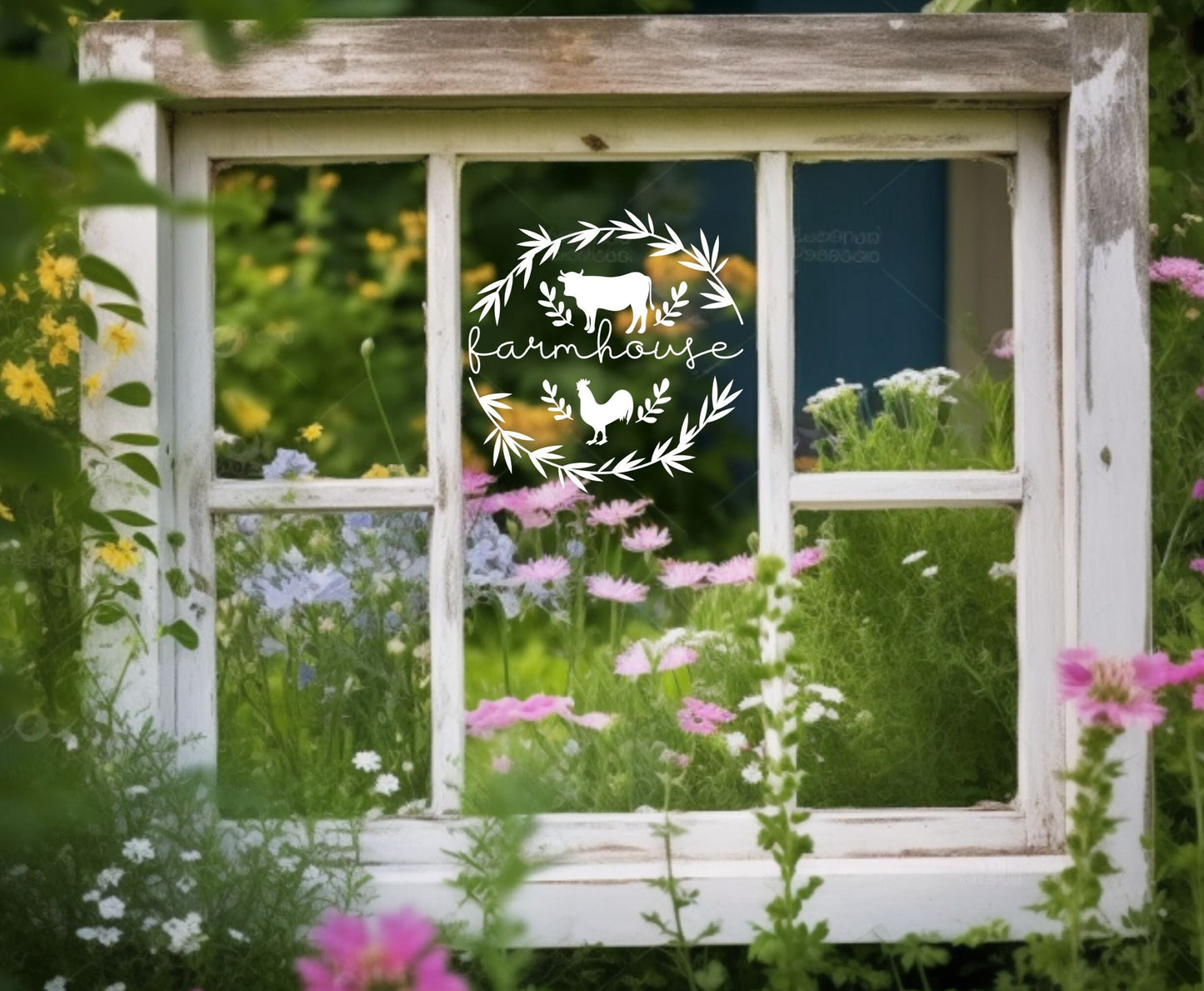 Farmhouse Sticker Aufkleber Gartendeko Fensterbild Landhausdeko Vinyl