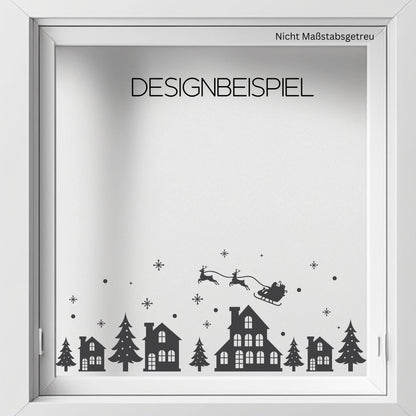 Adventsfenster XXL 60cm  2 Designs zur Wahl Weihnachtsdorf Häuser Häuserreihe Aufkleber Fensterdeko Fensterbild aus Vinyl Weihnachtssticker