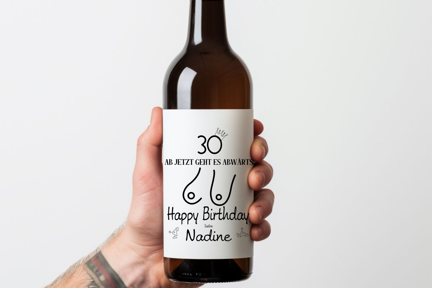 Beste Freundin, Schwester, Kollegin, personalisiertes Flaschenetikett , lustiges Geburtstaggeschenk mit Namen zum 30. oder runden Geburtstag