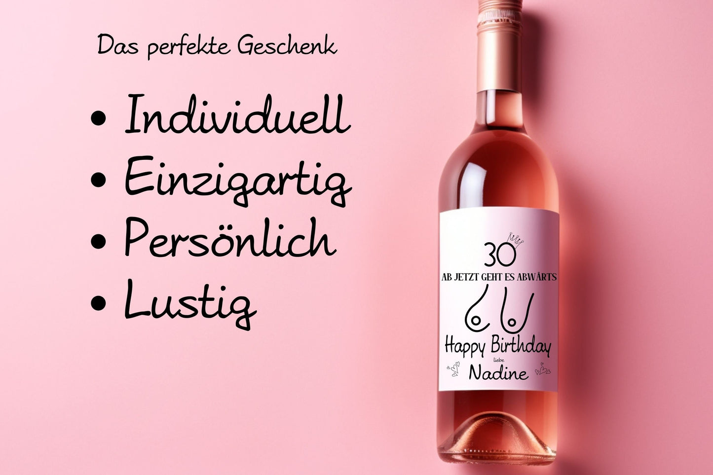 Beste Freundin, Schwester, Kollegin, personalisiertes Flaschenetikett , lustiges Geburtstaggeschenk mit Namen zum 30. oder runden Geburtstag