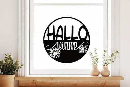 Aufkleber Fensteraufkleber Sticker Hallo Winter Schneeflocken Dekoration Vinyl Fensterbild