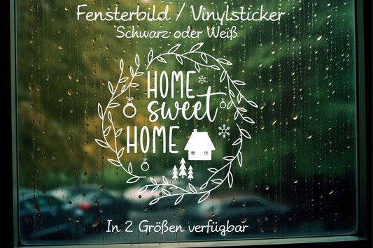 Aufkleber Fensteraufkleber Home Sweet Home Weihnachtszeit Kranz Willkommen Zuhause Dekoration Fensterbild Weihnachten Vinyl Fenstersticker