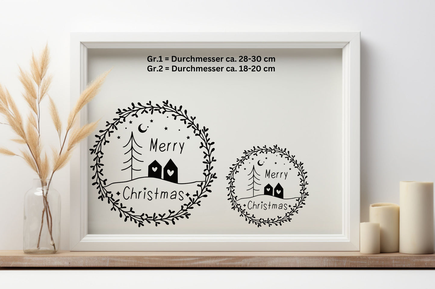 Fensteraufkleber merry christmas Fensterbild Aufkleber Fenstersticker Vinyl Weihnachtsfensterbild Kranz im Stil Minimalistisch Skandinavisch