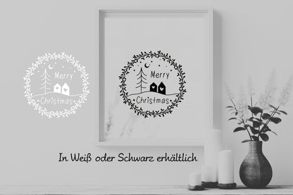 Fensteraufkleber merry christmas Fensterbild Aufkleber Fenstersticker Vinyl Weihnachtsfensterbild Kranz im Stil Minimalistisch Skandinavisch