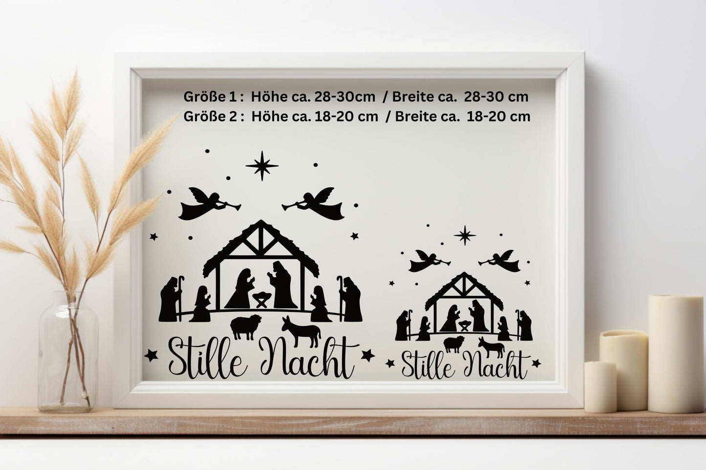 Fensteraufkleber mit Krippenspiel Krippe Christkind mit Engel Fensterbild Aufkleber Fenstersticker Weihnachtsfensterbild Stille Nacht Advent