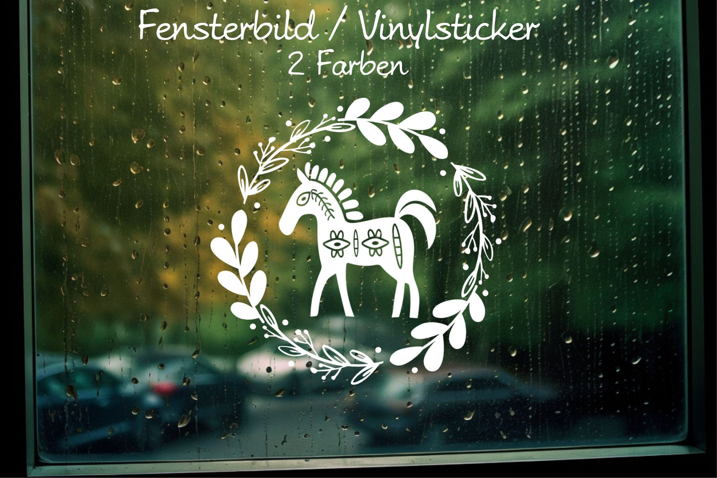 Fensteraufkleber Dala Pferd Blumen Kranz Fensterbild Aufkleber Fenstersticker Stil Sticker Minimalistisch Skandinavische Fensterdekoration