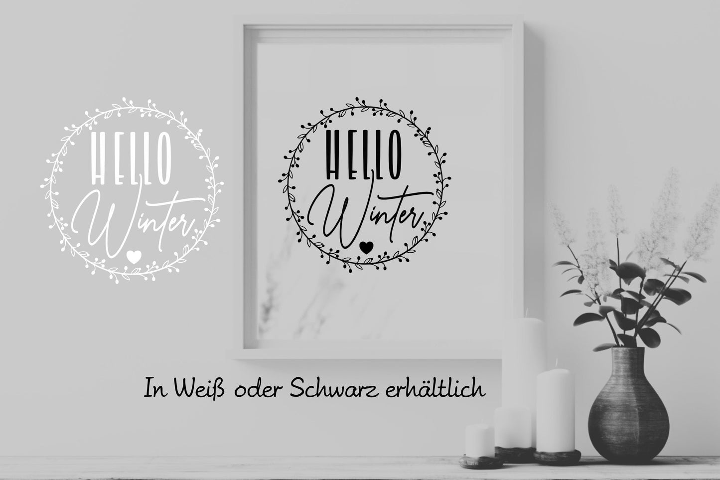 Aufkleber Fensteraufkleber Sticker hello Winter Dekoration Vinyl Fensterbild