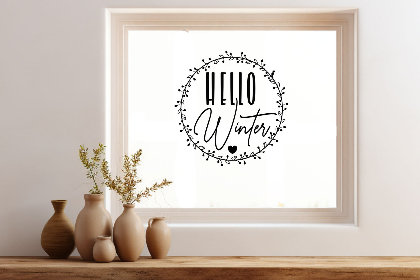 Aufkleber Fensteraufkleber Sticker hello Winter Dekoration Vinyl Fensterbild