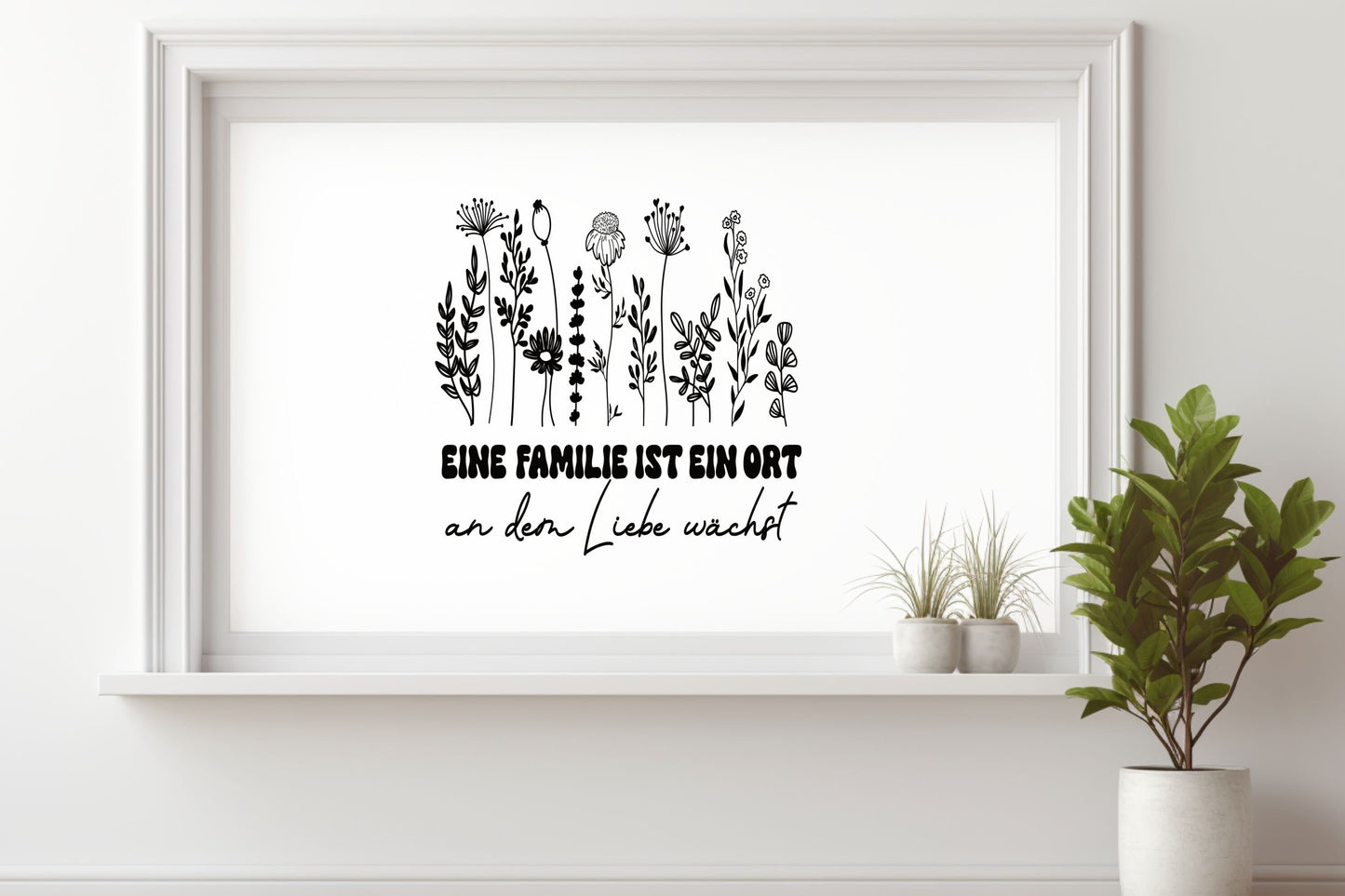 Familie ist ein Ort wo Liebe wächst Aufkleber mit Blumen Fensteraufkleber Sticker Deko mit Spruch Dekoration Fensterbild Vinyl Familienbild