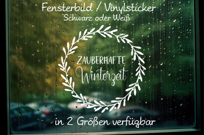 Fensteraufkleber Sticker Zauberhafte Winterzeit Deko Fensterbild Vinyl