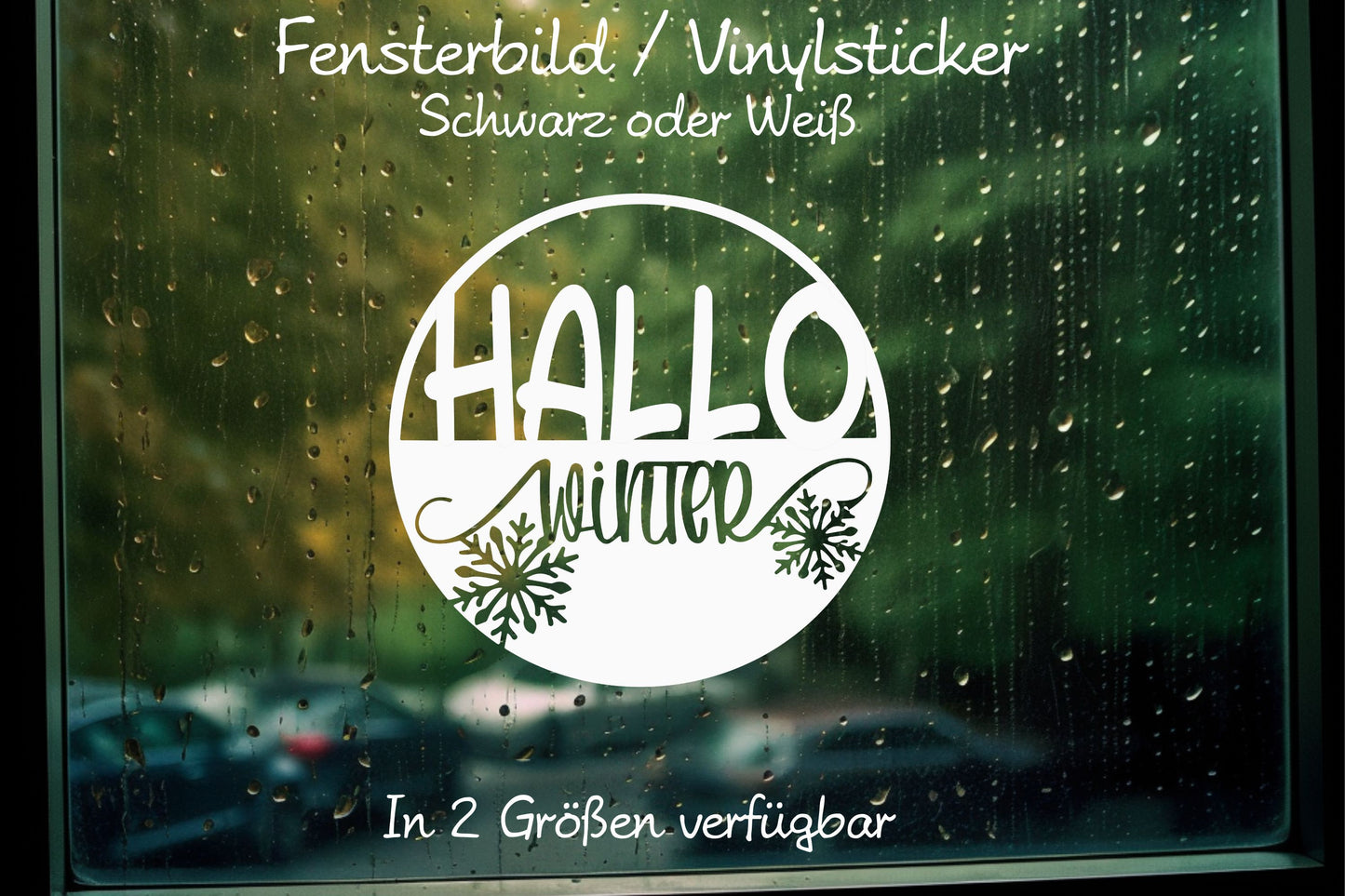 Aufkleber Fensteraufkleber Sticker Hallo Winter Schneeflocken Dekoration Vinyl Fensterbild