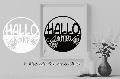 Aufkleber Fensteraufkleber Sticker Hallo Winter Schneeflocken Dekoration Vinyl Fensterbild