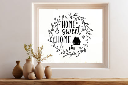 Aufkleber Fensteraufkleber Home Sweet Home Weihnachtszeit Kranz Willkommen Zuhause Dekoration Fensterbild Weihnachten Vinyl Fenstersticker