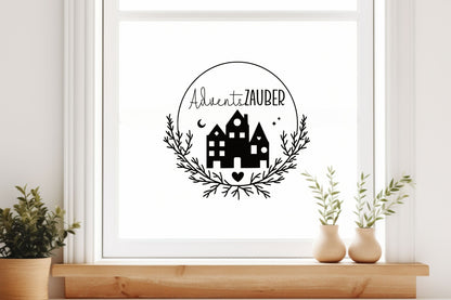 Adventszauber Weihnachten Weihnachtsfenster Fensterbild Aufkleber Fenstersticker Weihnachtsfensterbild Stil Minimalistisch Skandinavisch