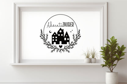 Adventszauber Weihnachten Weihnachtsfenster Fensterbild Aufkleber Fenstersticker Weihnachtsfensterbild Stil Minimalistisch Skandinavisch