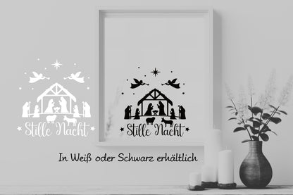 Fensteraufkleber mit Krippenspiel Krippe Christkind mit Engel Fensterbild Aufkleber Fenstersticker Weihnachtsfensterbild Stille Nacht Advent