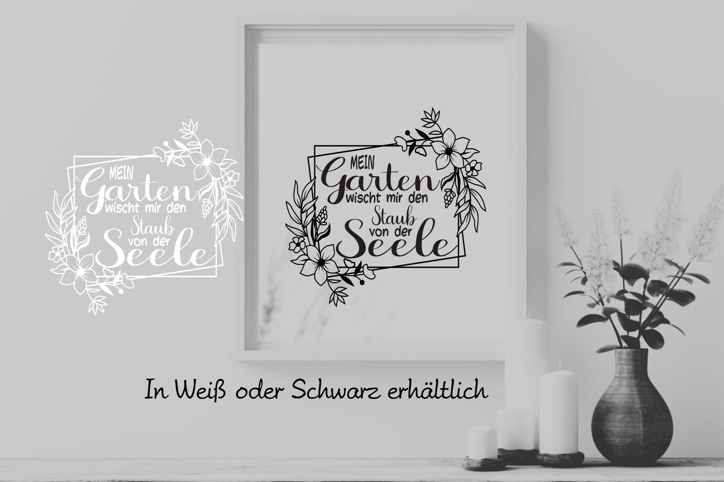 Aufkleber Fensteraufkleber Sticker Garten Deko Blumen mit Spruch Auszeit Dekoration Fensterbild