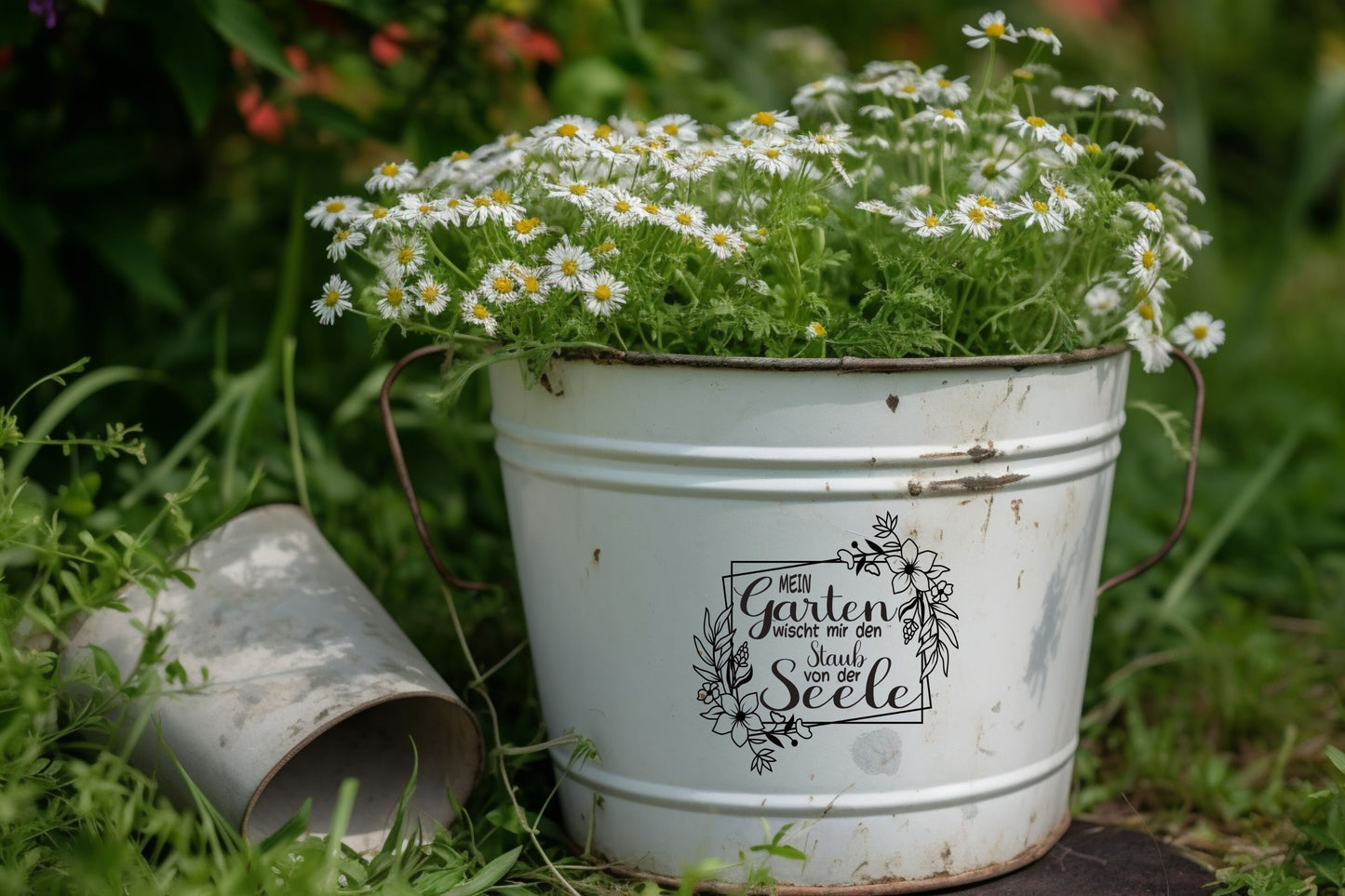 Aufkleber Fensteraufkleber Sticker Garten Deko Blumen mit Spruch Auszeit Dekoration Fensterbild