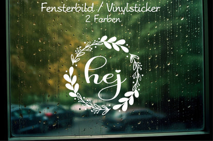 Fensteraufkleber Hej Fensterbild Aufkleber Fenstersticker Minimalistisch Skandinavisch