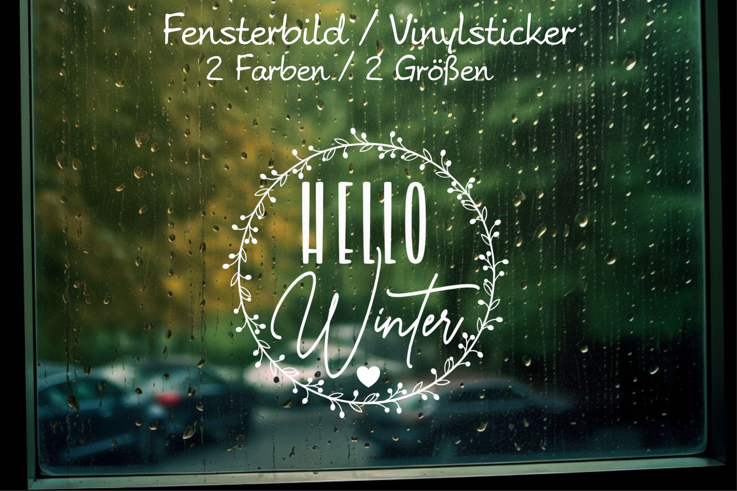 Aufkleber Fensteraufkleber Sticker hello Winter Dekoration Vinyl Fensterbild