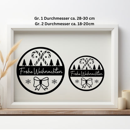 Fensteraufkleber Frohe Weihnachten Fensterbild Aufkleber Fenstersticker Weihnachtsfensterbild Kranz Zuckerstangen , Schneeflocken Schleife