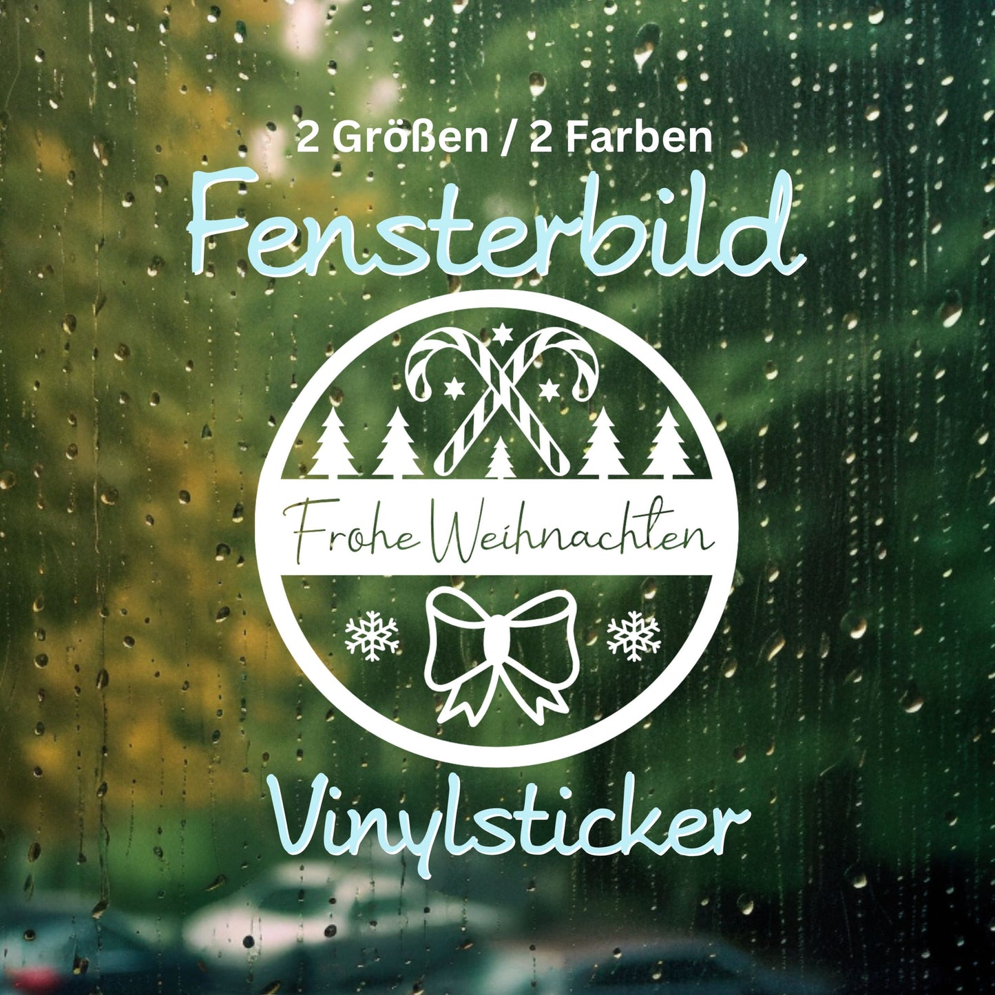 Fensteraufkleber Frohe Weihnachten Fensterbild Aufkleber Fenstersticker Weihnachtsfensterbild Kranz Zuckerstangen , Schneeflocken Schleife