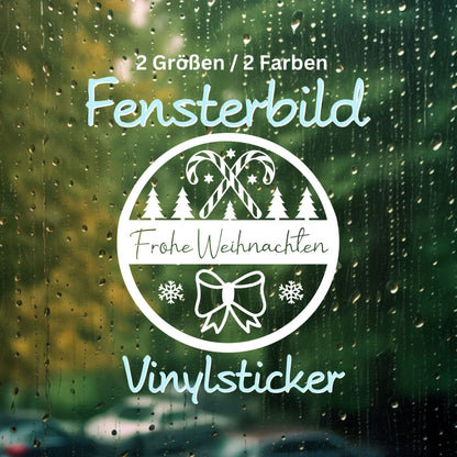 Fensteraufkleber Frohe Weihnachten Fensterbild Aufkleber Fenstersticker Weihnachtsfensterbild Kranz Zuckerstangen , Schneeflocken Schleife