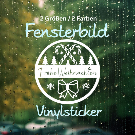 Fensteraufkleber Frohe Weihnachten Fensterbild Aufkleber Fenstersticker Weihnachtsfensterbild Kranz Zuckerstangen , Schneeflocken Schleife