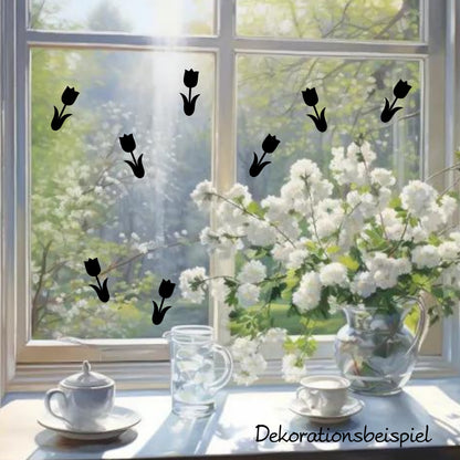 8 Tulpen wiederverwendbares Fensterbild statisch haftend Blumen Frühlingsdeko Fensterfolie Deko Frühlingsblumen