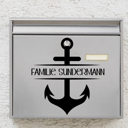 Personalisierter Briefkastenaufkleber maritimer Aufkleber für Postkasten , Mülltonnen , Fenster Haustüren, Familien Sticker Namen und Anker