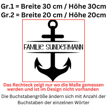 Personalisierter Briefkastenaufkleber maritimer Aufkleber für Postkasten , Mülltonnen , Fenster Haustüren, Familien Sticker Namen und Anker