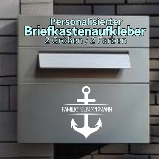 Personalisierter Briefkastenaufkleber maritimer Aufkleber für Postkasten , Mülltonnen , Fenster Haustüren, Familien Sticker Namen und Anker